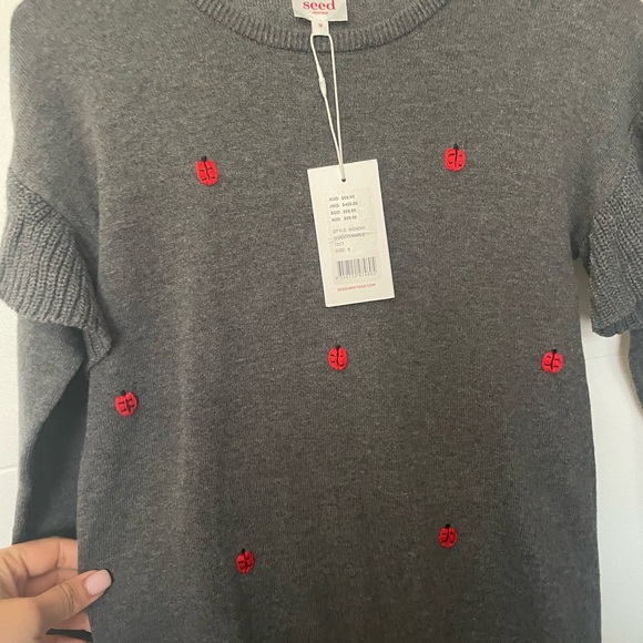 New Seed Heritage ladybug girl knitted dress size 9 - Picture 8 of 11